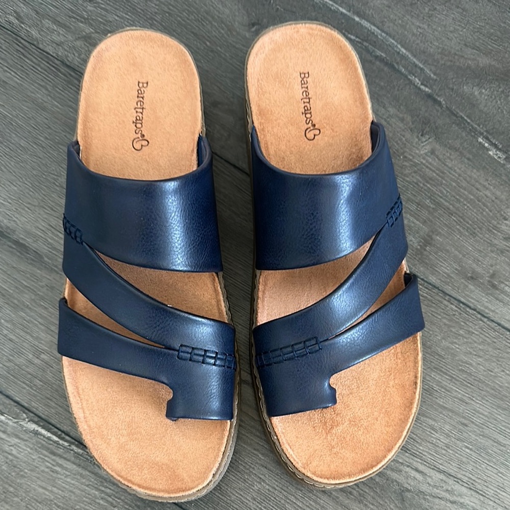 BareTraps Blue Slide Sandals Minimalist Design
